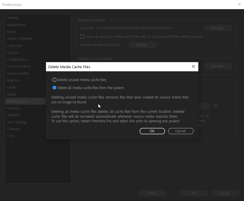 Influx_Adobe_Premiere_Pro_Flush_All_Media_Cache_Files