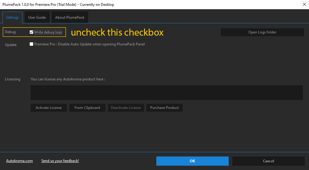 Autokroma_PlumePack_Desktop_disable_logs